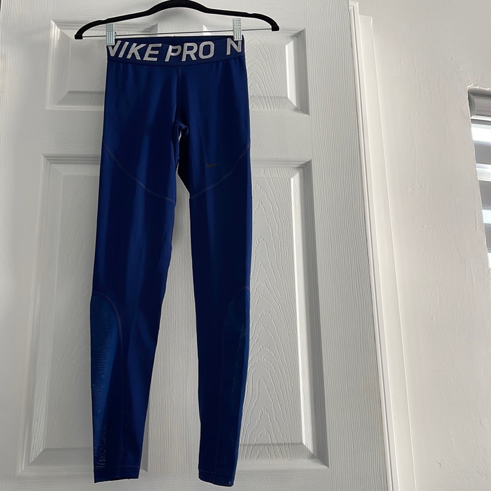 NIKE PRO 365 Women’s Dri-Fit Leggings Size XS Royal Blue Mesh Paneled Tights
